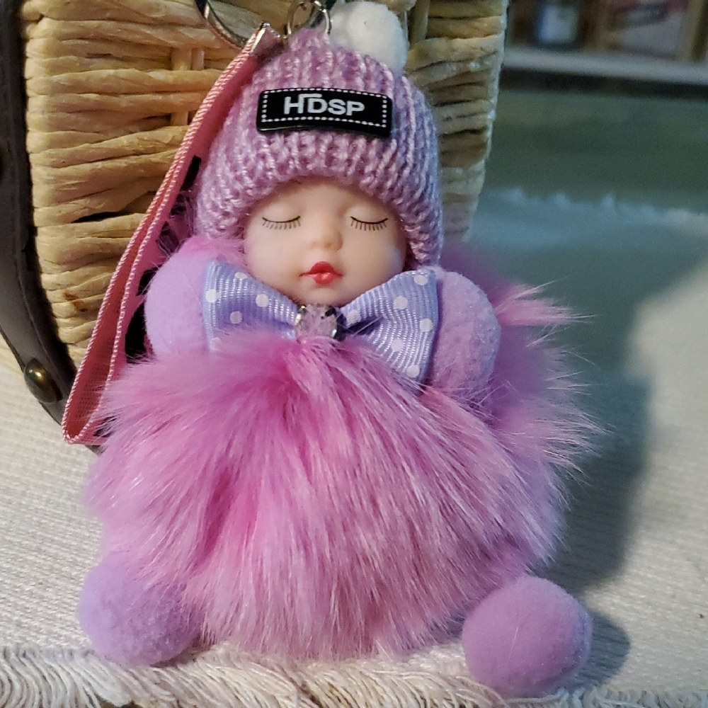 Pink Fluffy Doll Keychain - Picture 2 of 6